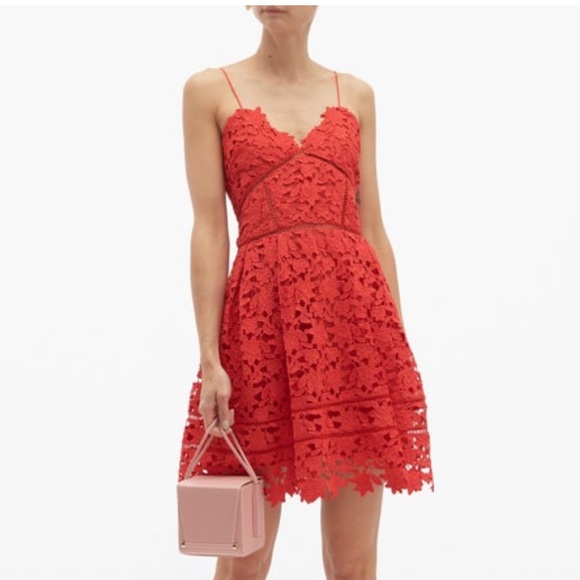 self portrait red floral mini dress